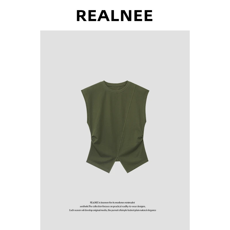 【草木人间】"超优质棉"松弛高质拼接开叉设计感T恤RLMMY4TX02225