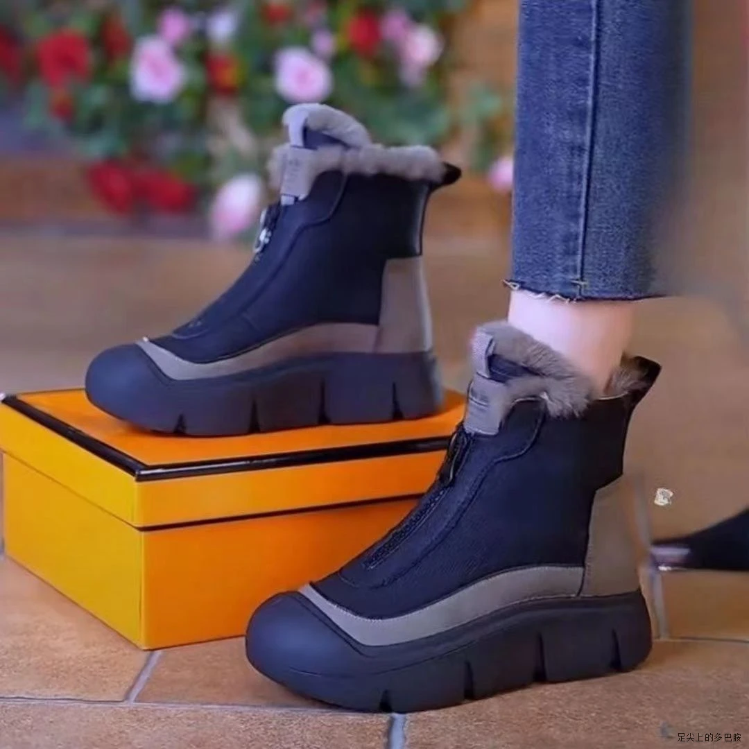 保暖休闲雪地靴秋冬新款女棉鞋加绒加厚时尚百搭厚底增高女马丁靴