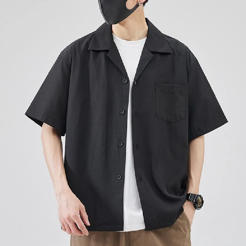 JOLIMENT冰丝短袖衬衫男夏季薄款垂感日系宽松休闲潮流开衫外套