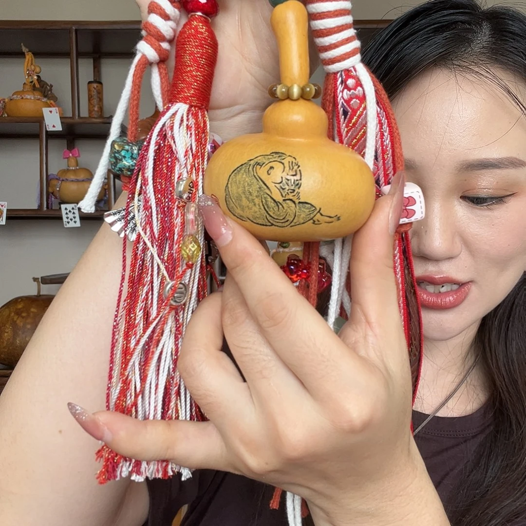 落***落墨刻钱袋子葫芦包挂葫芦