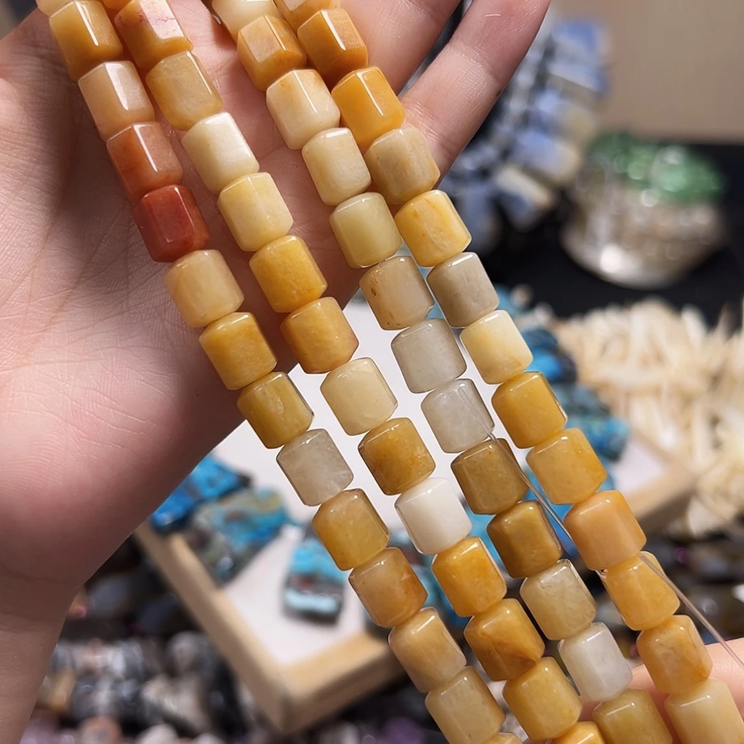 玛瑙/玉髓合金珠宝半成品B271黄玛瑙桶珠10*8mm