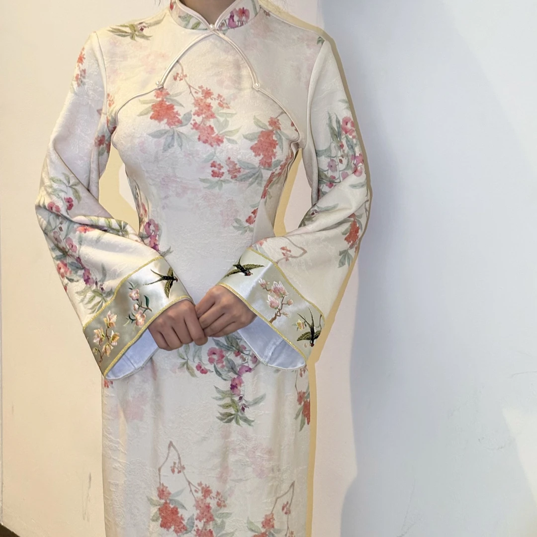 LHMknk1画报夫人原创自制新中式国风温柔旗袍连衣裙 望山如故