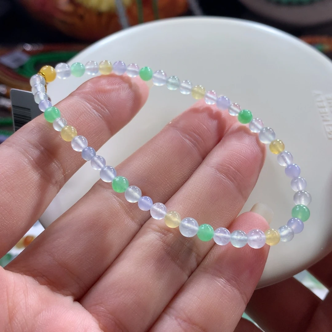 翡翠未镶嵌手链翡翠玻璃钢马卡龙卡3.50～4.50+