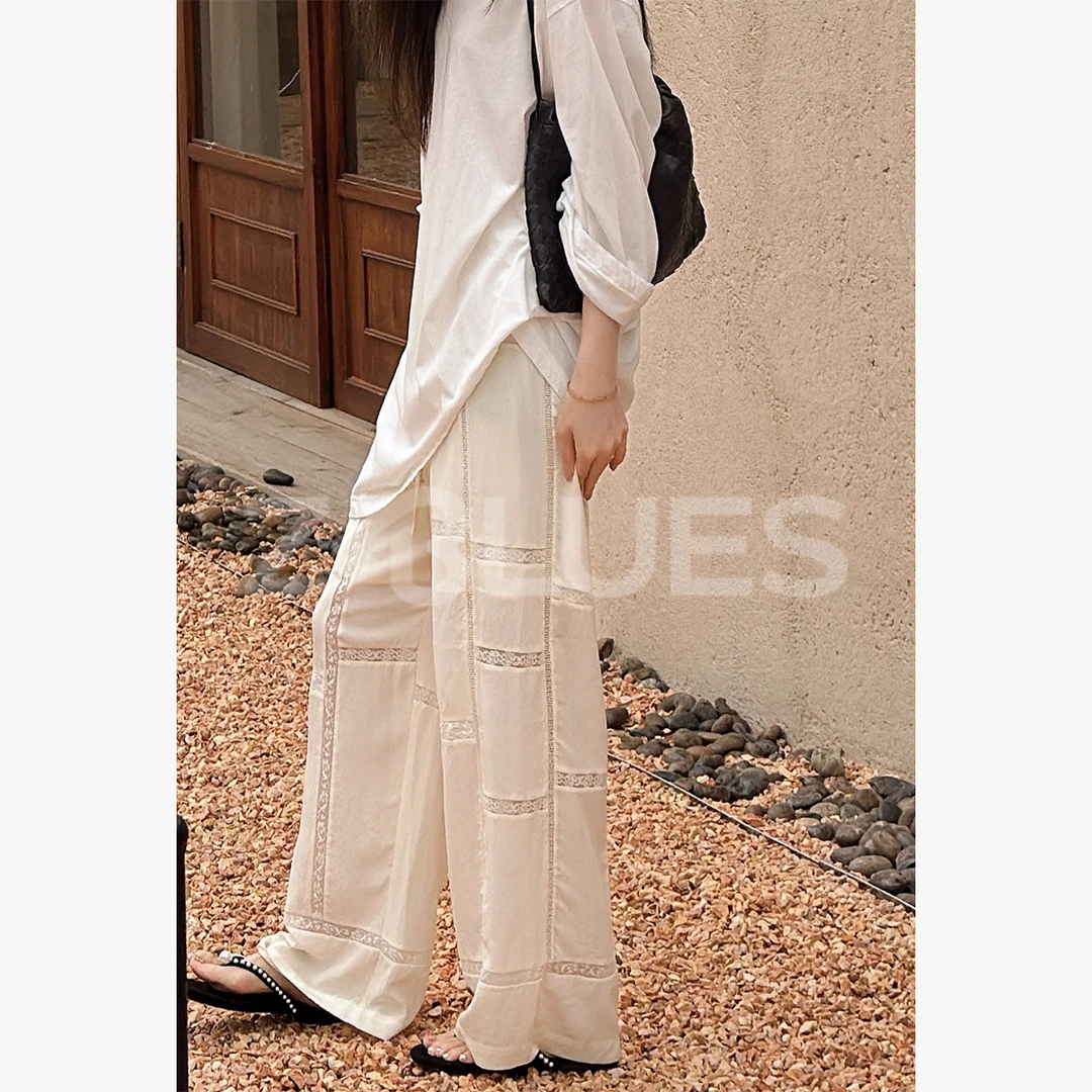 Z.blues【仙女裤】巨精致法式镂空桑蚕丝蕾丝拼接长裤YZJYJ0062