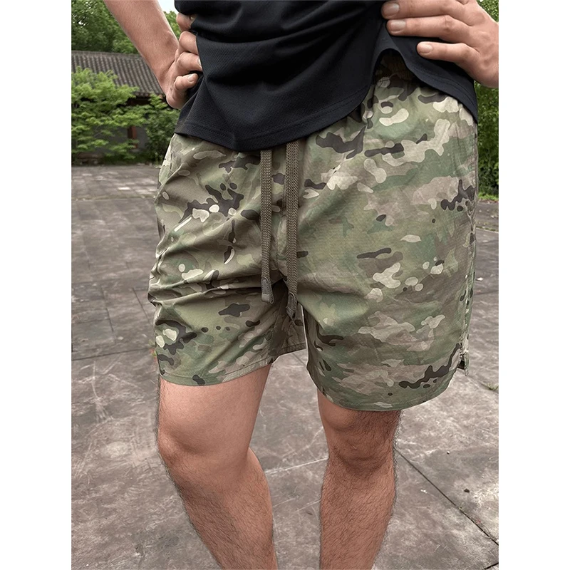 美式迷彩运动短裤男夏季薄款户外机能速干裤子宽松休闲四五分中裤