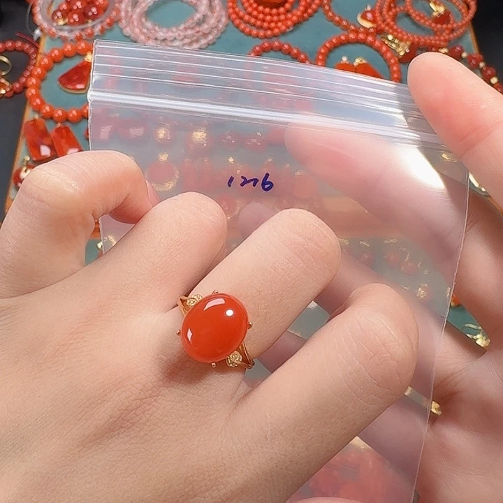 南红玛瑙银S925镶嵌戒指