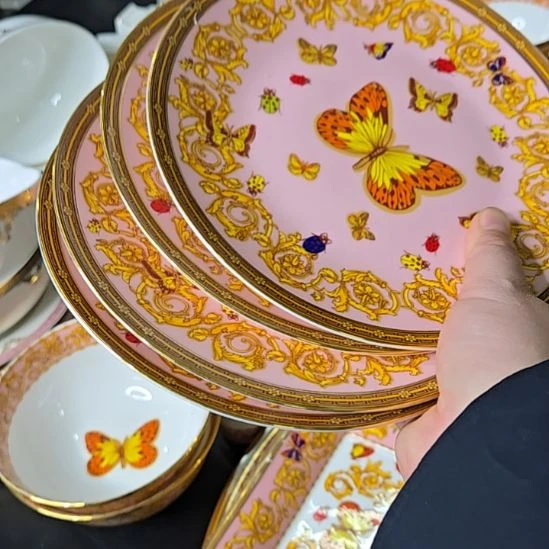 瓷片珐琅彩7.5寸4个浅盘6666666666