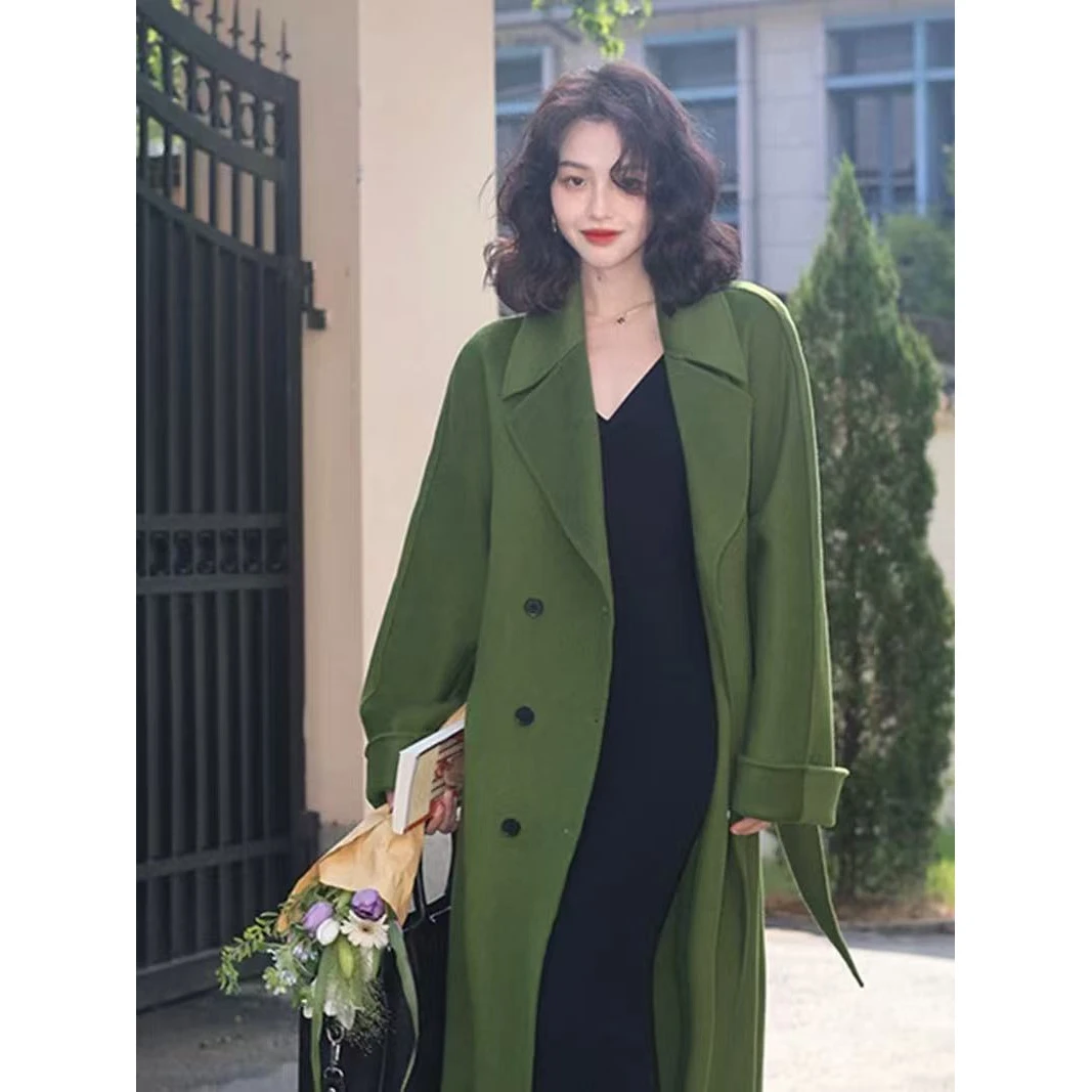 【绿野仙踪】山羊绒美利奴绵羊毛收腰系带高级感双面中长款大衣069