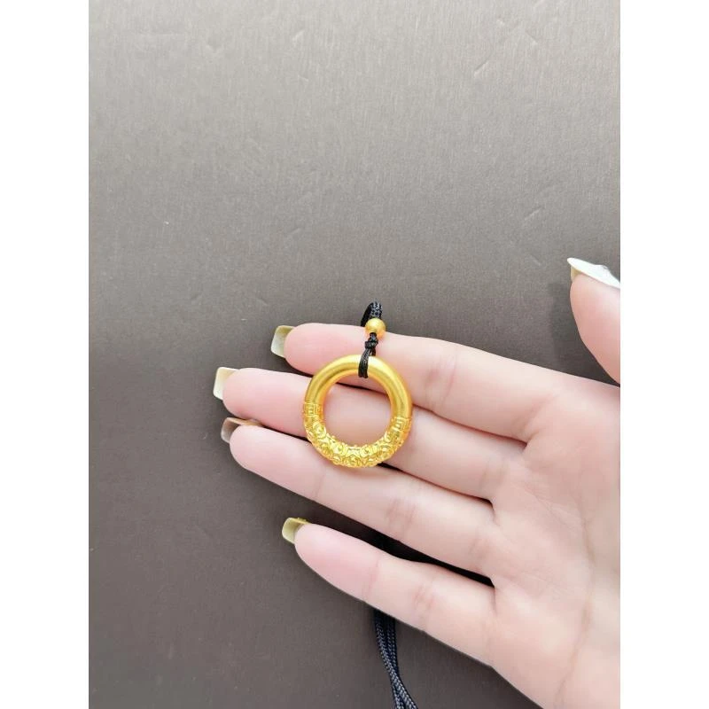 吊坠足银 足银镀金【祥云福禄平安扣】国风新中式双面传承古法吊坠