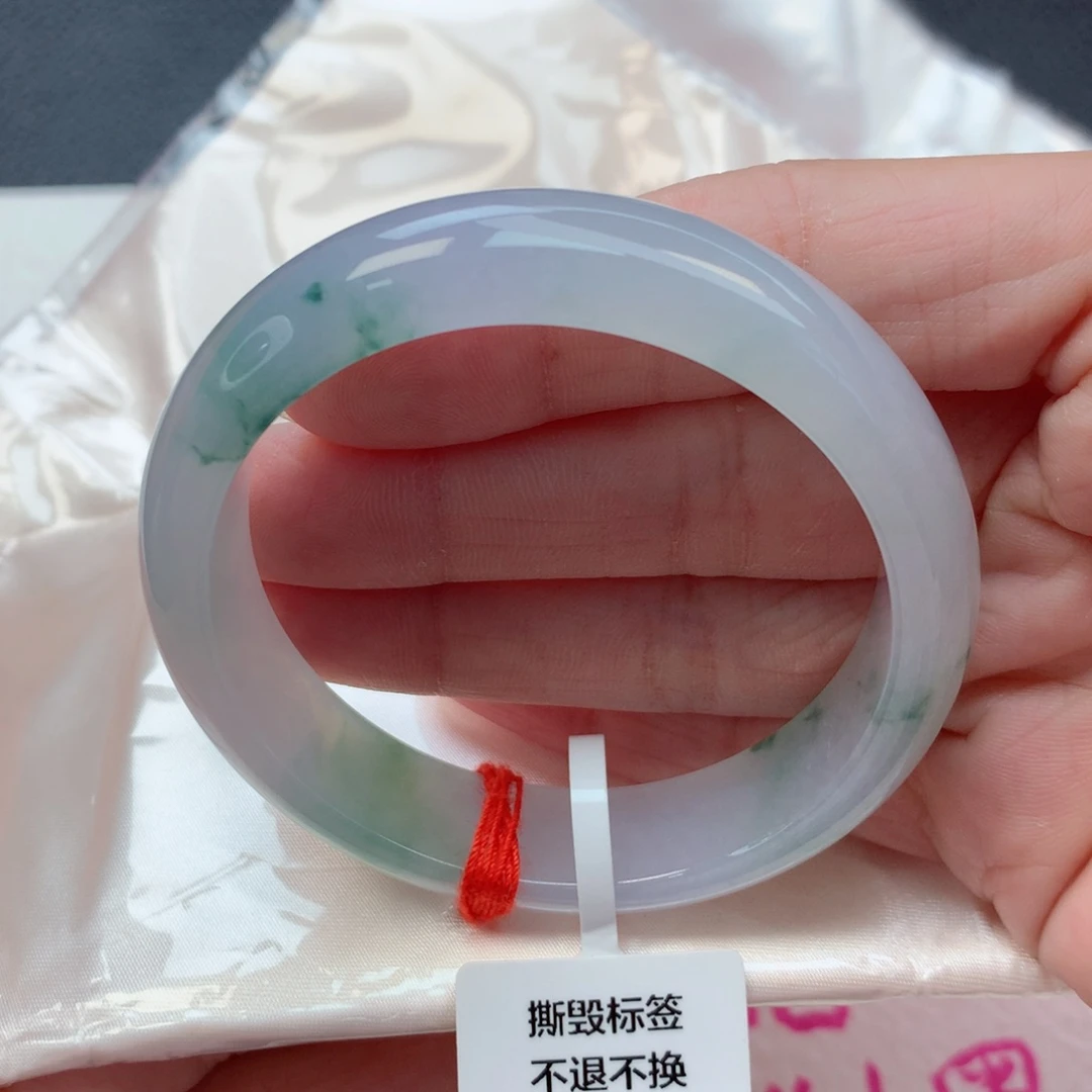 呼***西未镶嵌手镯翡翠52.6圈糯冰莫奈花园