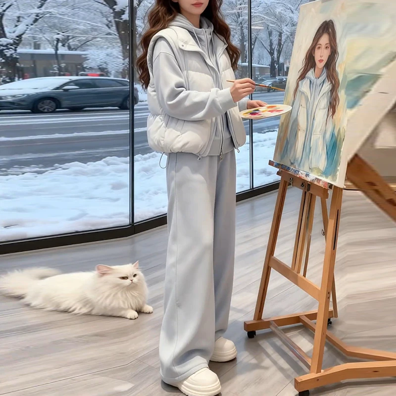 2026冬季新款时尚韩版气质洋气高档套装女高级百搭宽松三件套