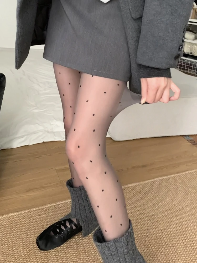 波点黑丝袜女0d春季夏天超薄款防勾丝性感黑色光腿打底神器连裤袜