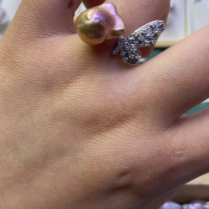 淡水珍珠戒指合金