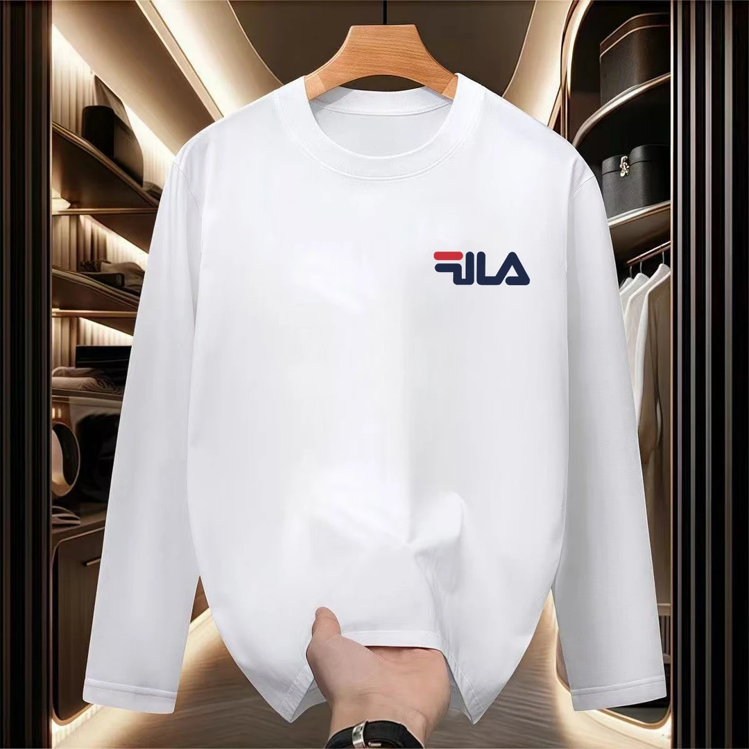 新款春秋长袖T恤男士秋衣大码潮流美式上衣男圆领休闲打底衫男