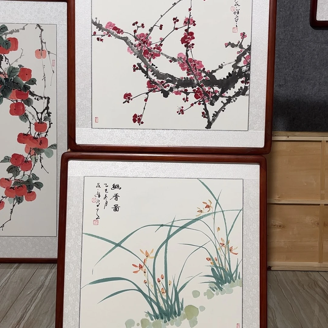 国画书画作品带框63×63