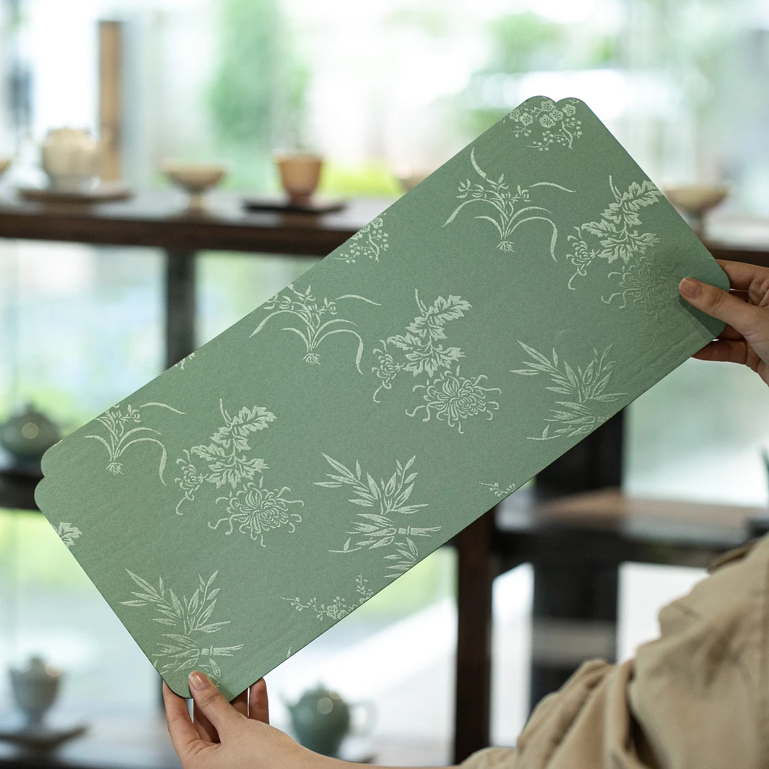 ZD-0008 提花梅兰竹菊浅绿干泡垫茶席