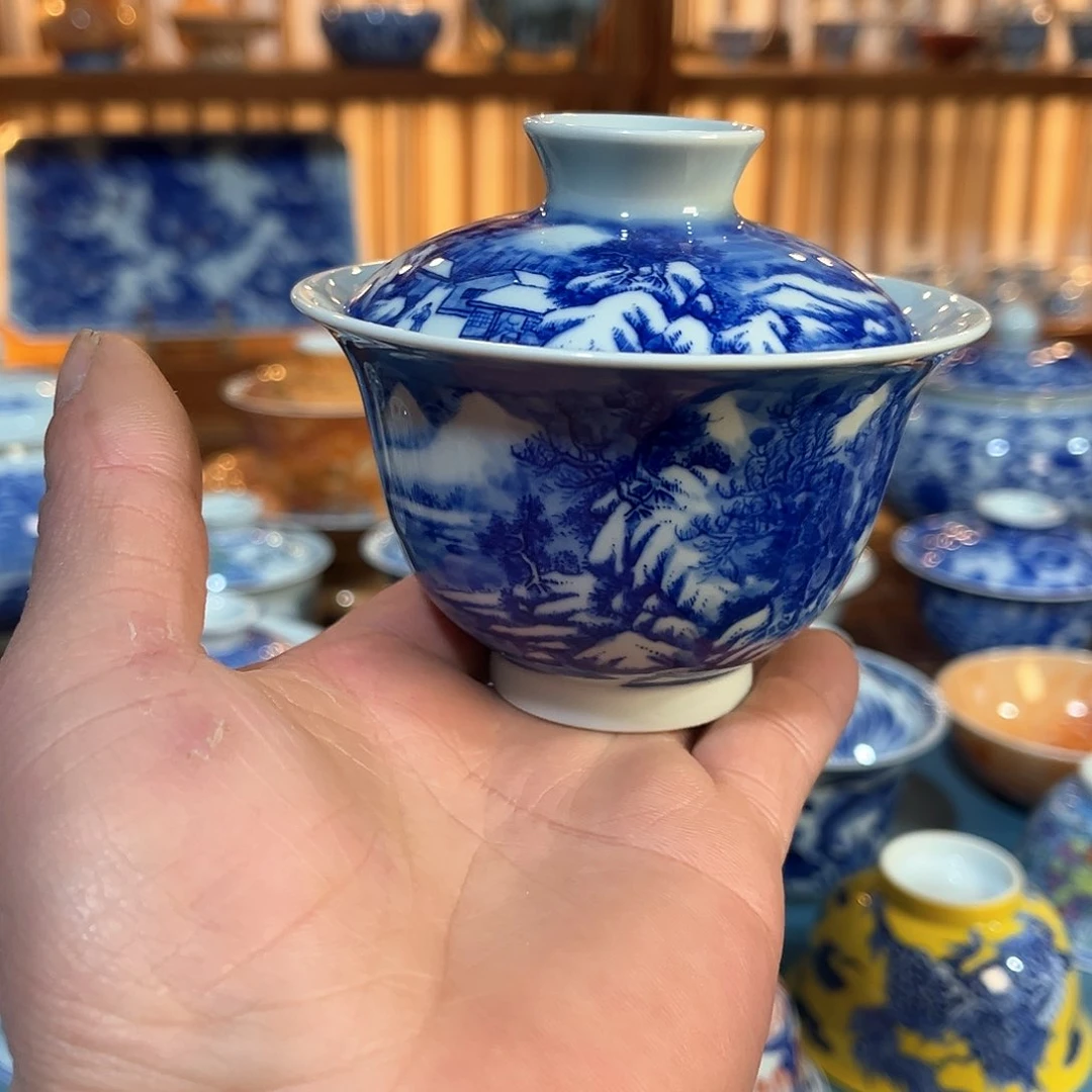 錡镇堂手工手绘 盖碗