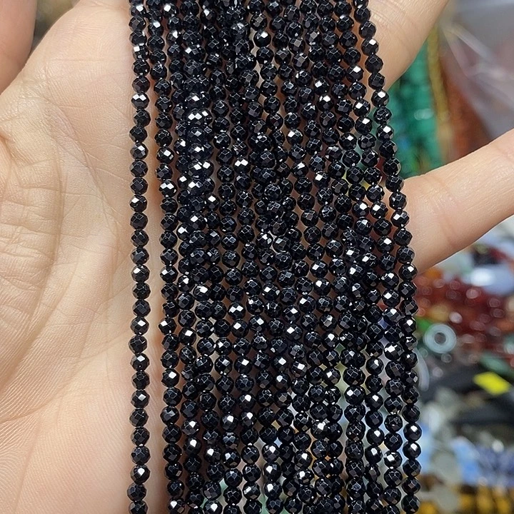 玛瑙/玉髓未镶嵌珠宝半成品黑尖晶切面卡3mm（2条）