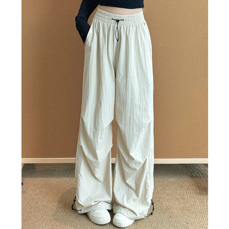 2025年新款夏季薄款高腰显瘦直筒裤女宽松休闲阔腿拖地长裤子女款
