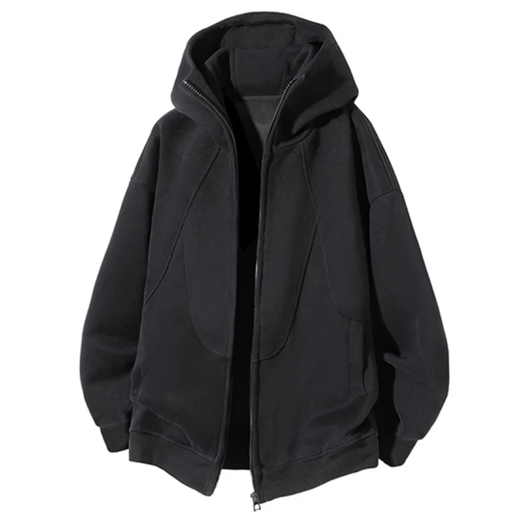 金丝绒加厚开衫立领卫衣宽松型纯色秋季常规款秋冬拉链连帽