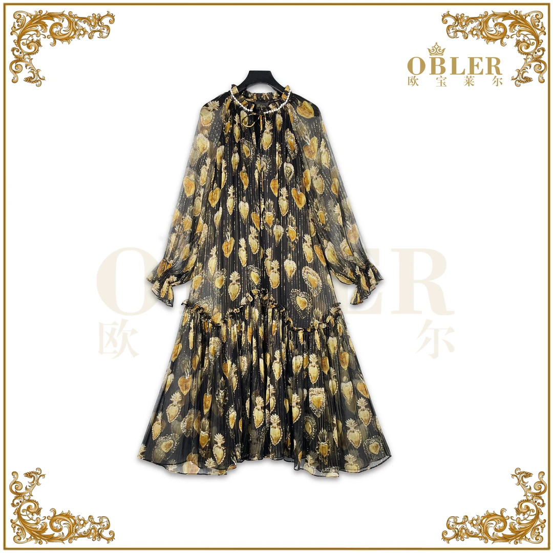 【欧宝莱尔】2025新款气质时尚轻奢优雅女装连衣裙305-24428