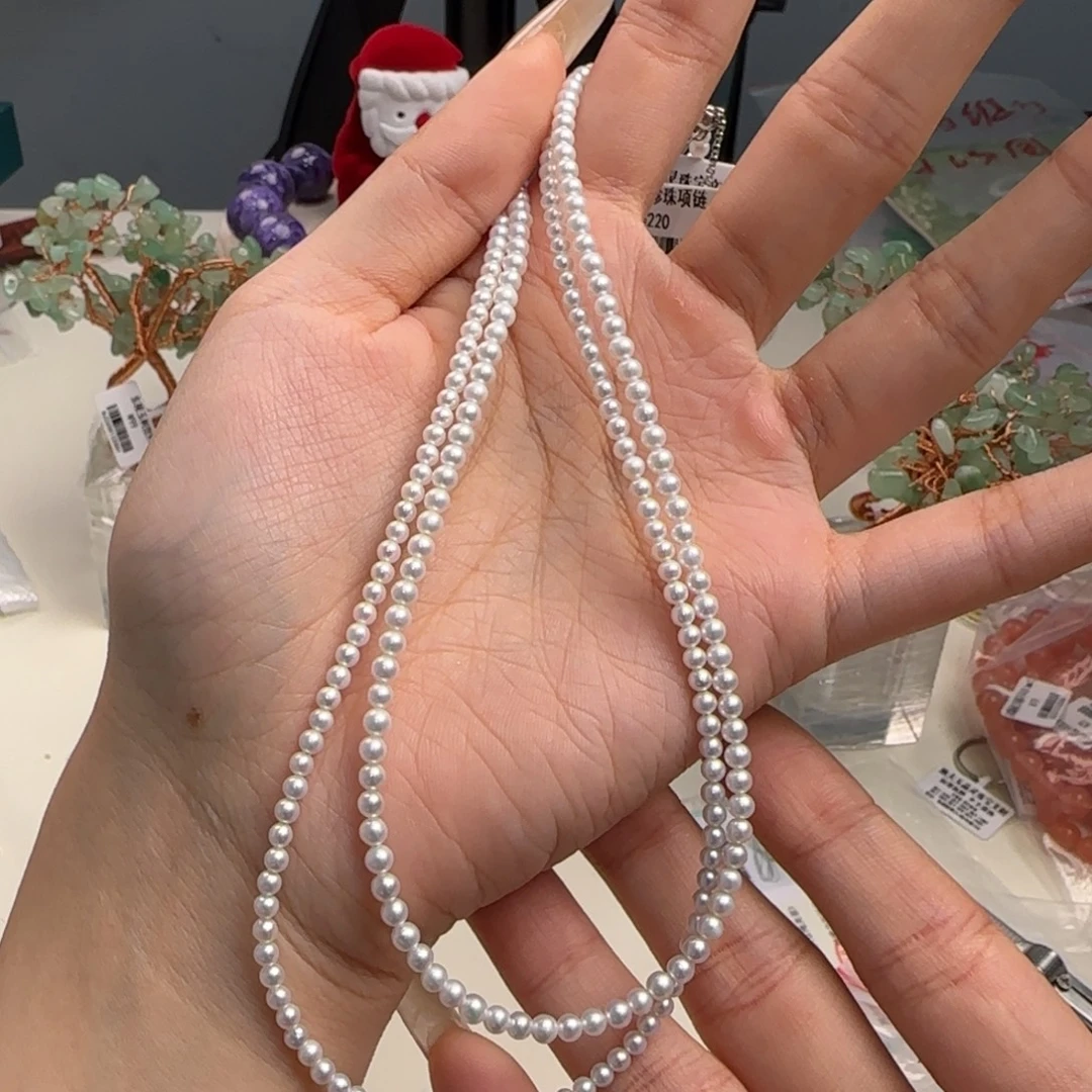 项链淡水珍珠银S925镶嵌极白正圆多样发一