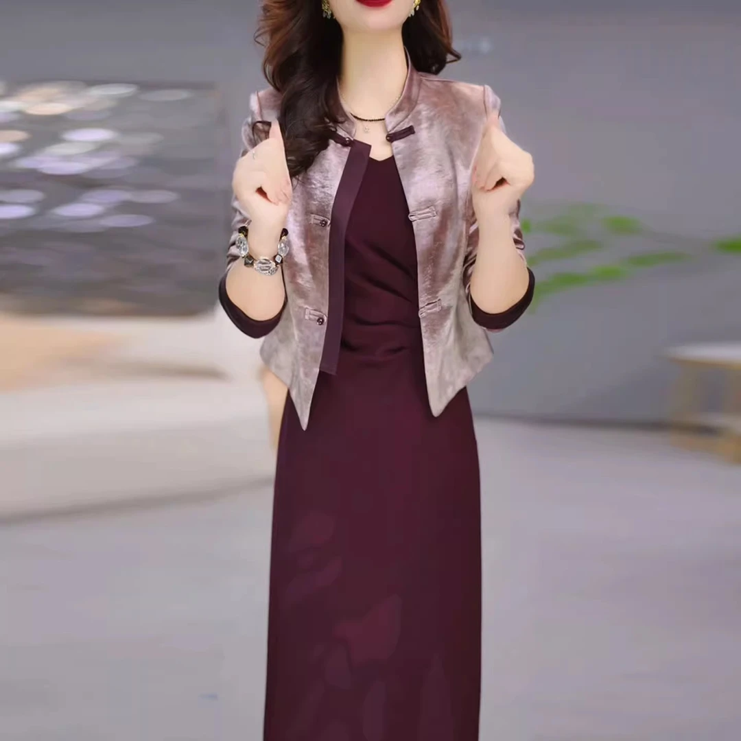 新中式套装连衣裙2025新款春秋爆款十月喜婆婆婚宴妈妈礼服两件套