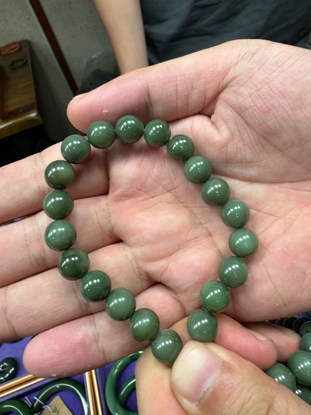 和田玉碧玉鸭蛋青手串10mm