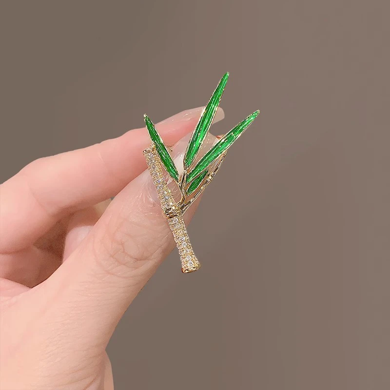 合金胸针 中国风ins绿色竹子胸针高档气质别针简约西服开衫配饰品