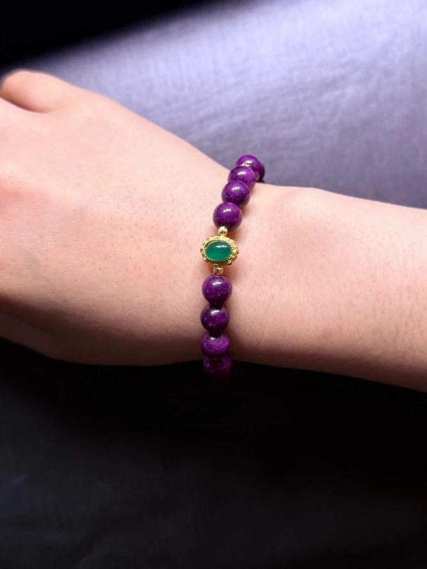非金属羽毛项链 老油紫 紫舒手链 设计款8mm圆珠