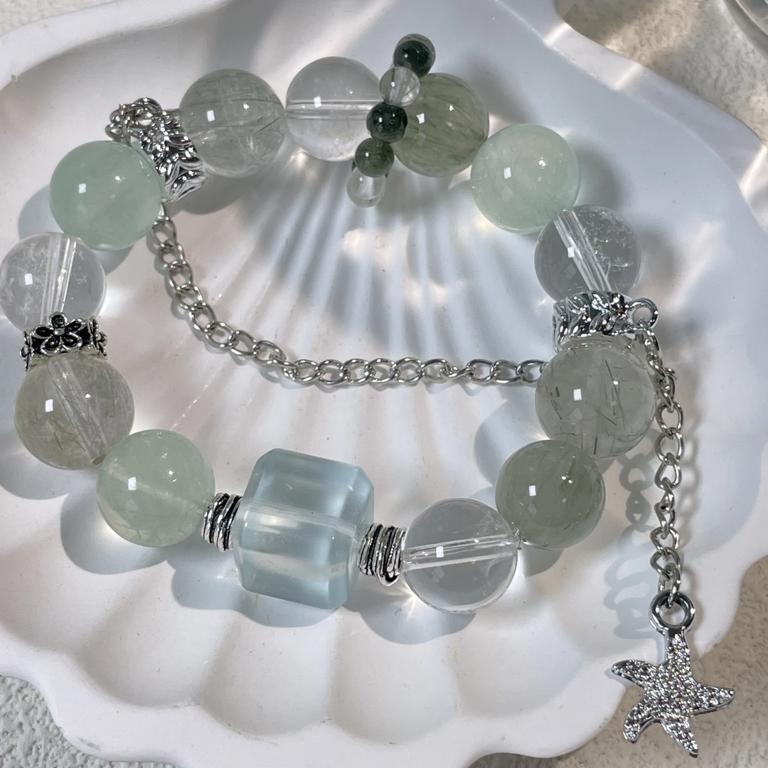 铜合金石英石手链 冰薄荷（12咪珠子）:手串原创设计