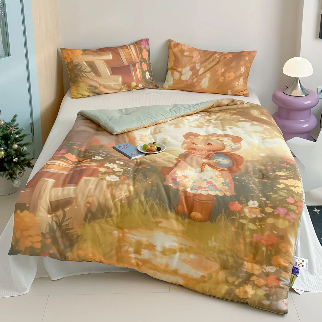 胖家居【梦幻田园】可爱卡通风1.5米春秋被保暖冬被榻榻米被子被芯