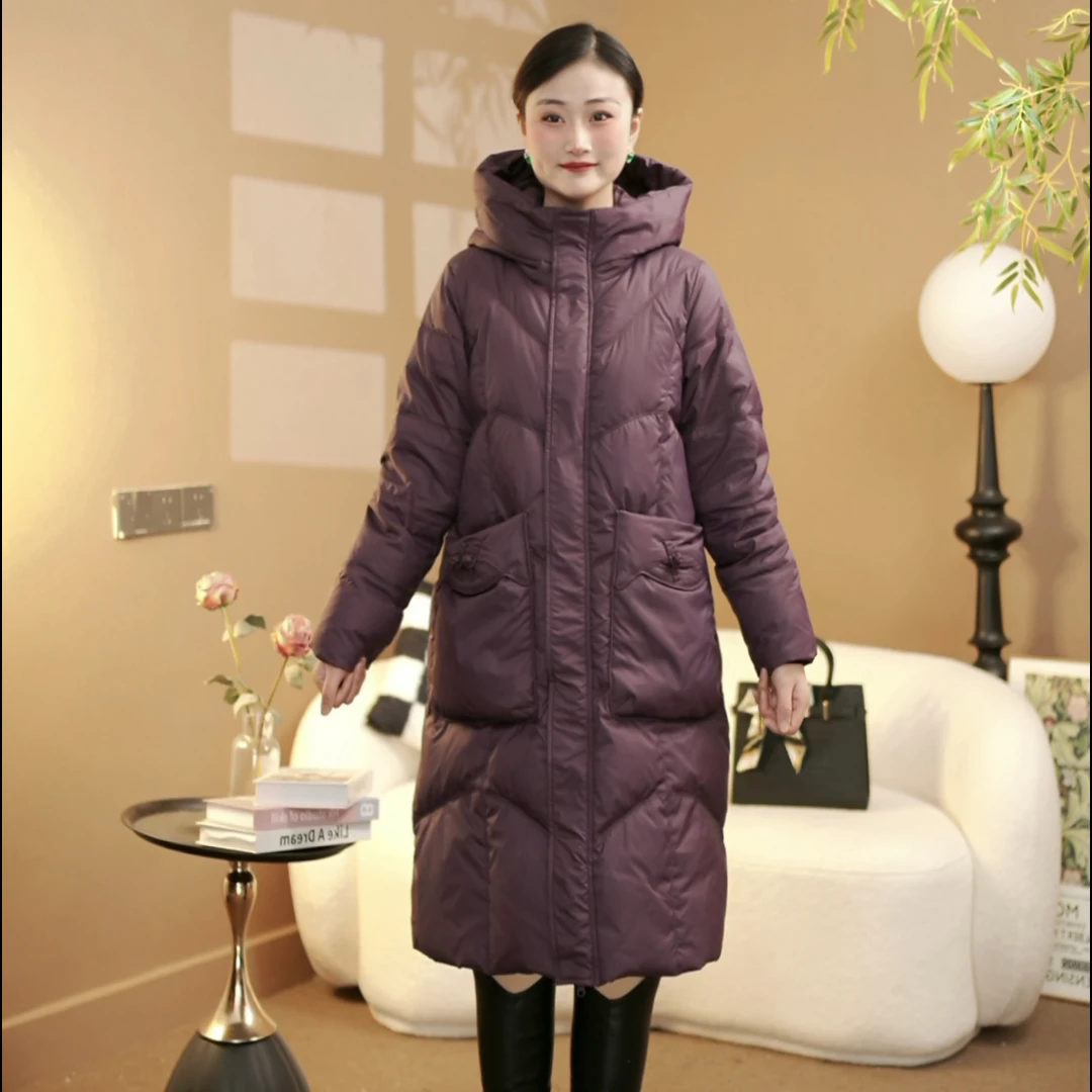 《蒂飞诗》时尚文艺百搭口袋单双盘扣中长款保暖中老年女外套高品质