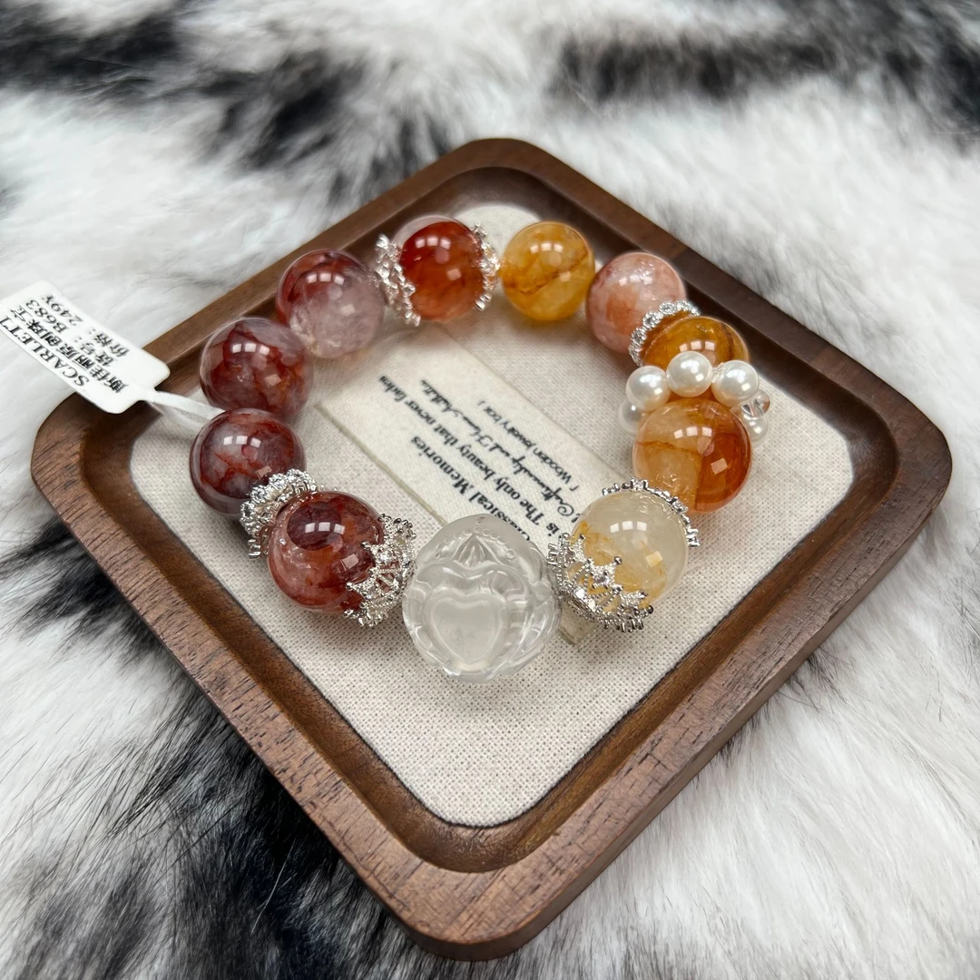 【SCARLETT斯佳丽】B683 红胶花 天然水晶，默认微瑕，多样性发货