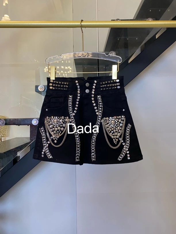 Dada设计款新款重工个性款休闲时尚百搭洋气高腰牛子裤C12105