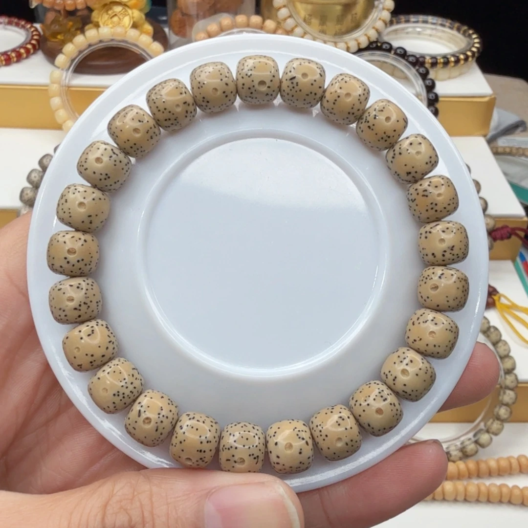 星月菩提手串石玉料眼睛留白针尖星单圈