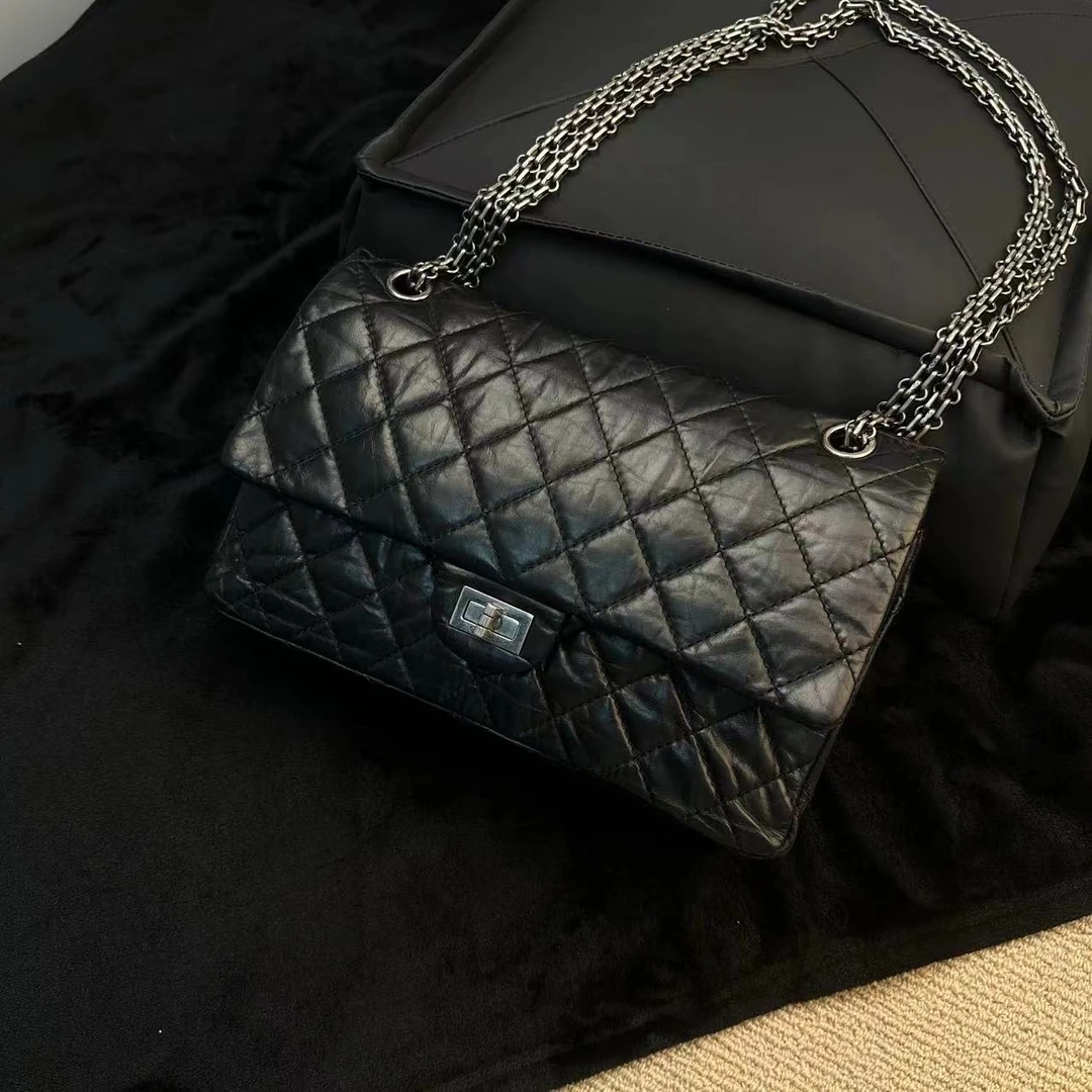 Chanel/香奈儿 单肩包 黑银中号2.55 fb6400/2501