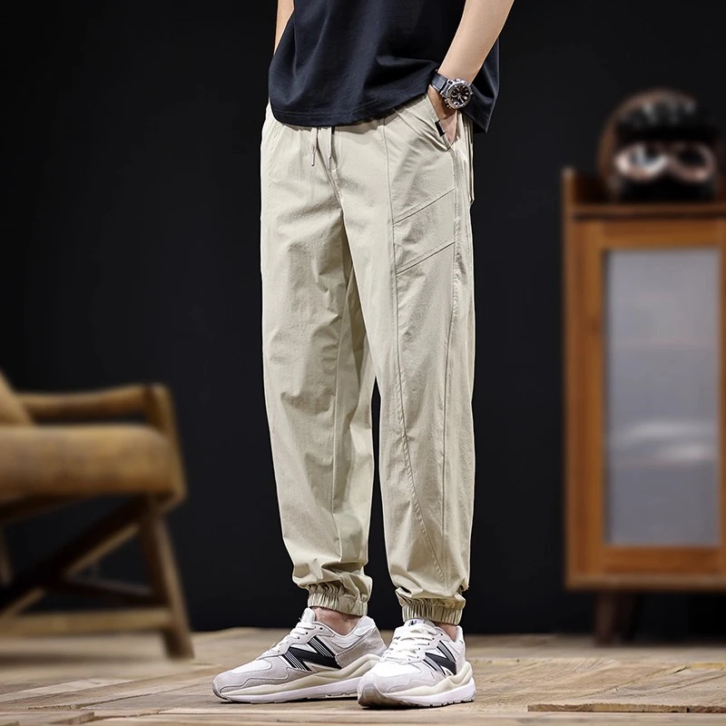 U&PURA速干休闲裤男款新款春夏薄款潮流百搭哈伦束脚夏季裤子