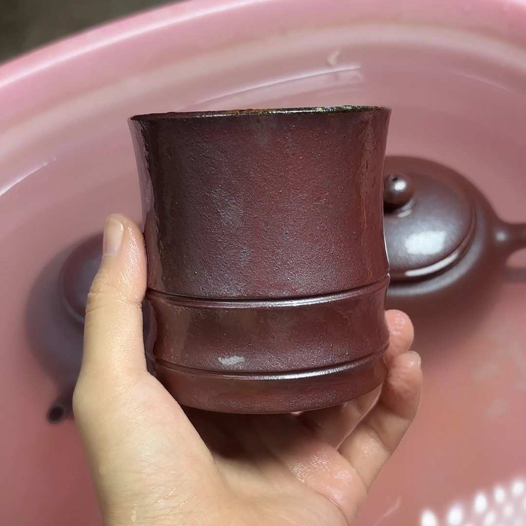 茶壶紫砂柴烧紫砂竹节杯