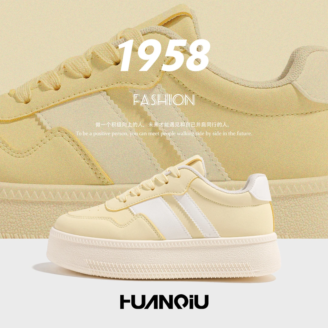 环球小白鞋女2025春季新款ins百搭学生鞋子女休闲厚底增高板鞋女