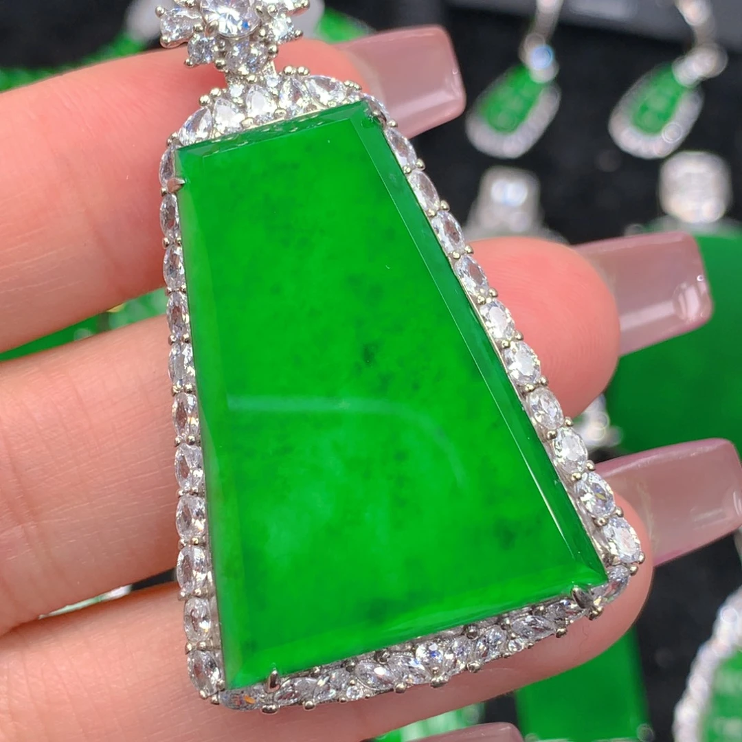 翡翠吊坠(不含链)银S925镶嵌