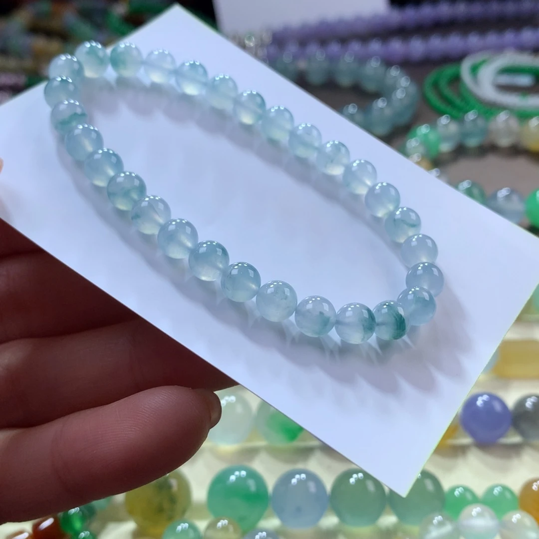 翡翠手链未镶嵌冰飘花卡6