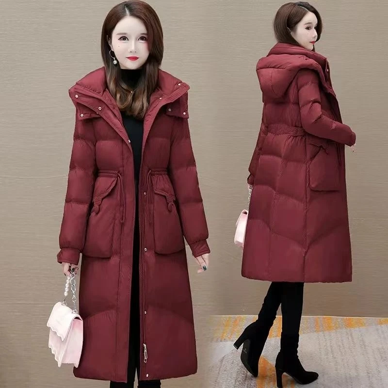 【羽绒服】新品气质时尚中长白鸭绒羽绒服冬季保暖连帽外套女装