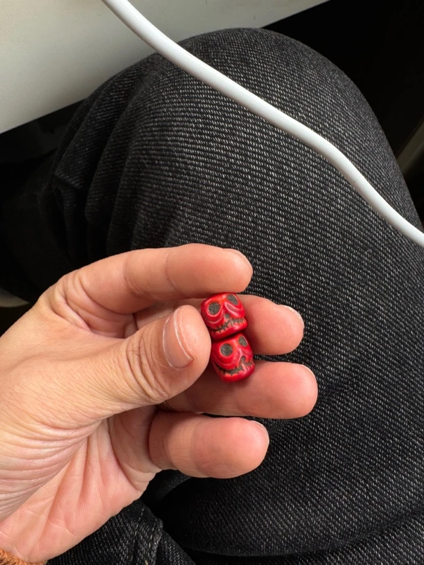 藏传琉璃珠子一对