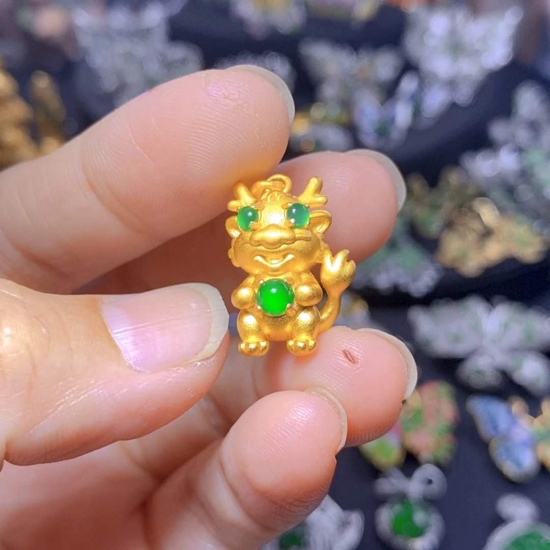翡翠银S925镶嵌吊坠(不含链)天然翡翠