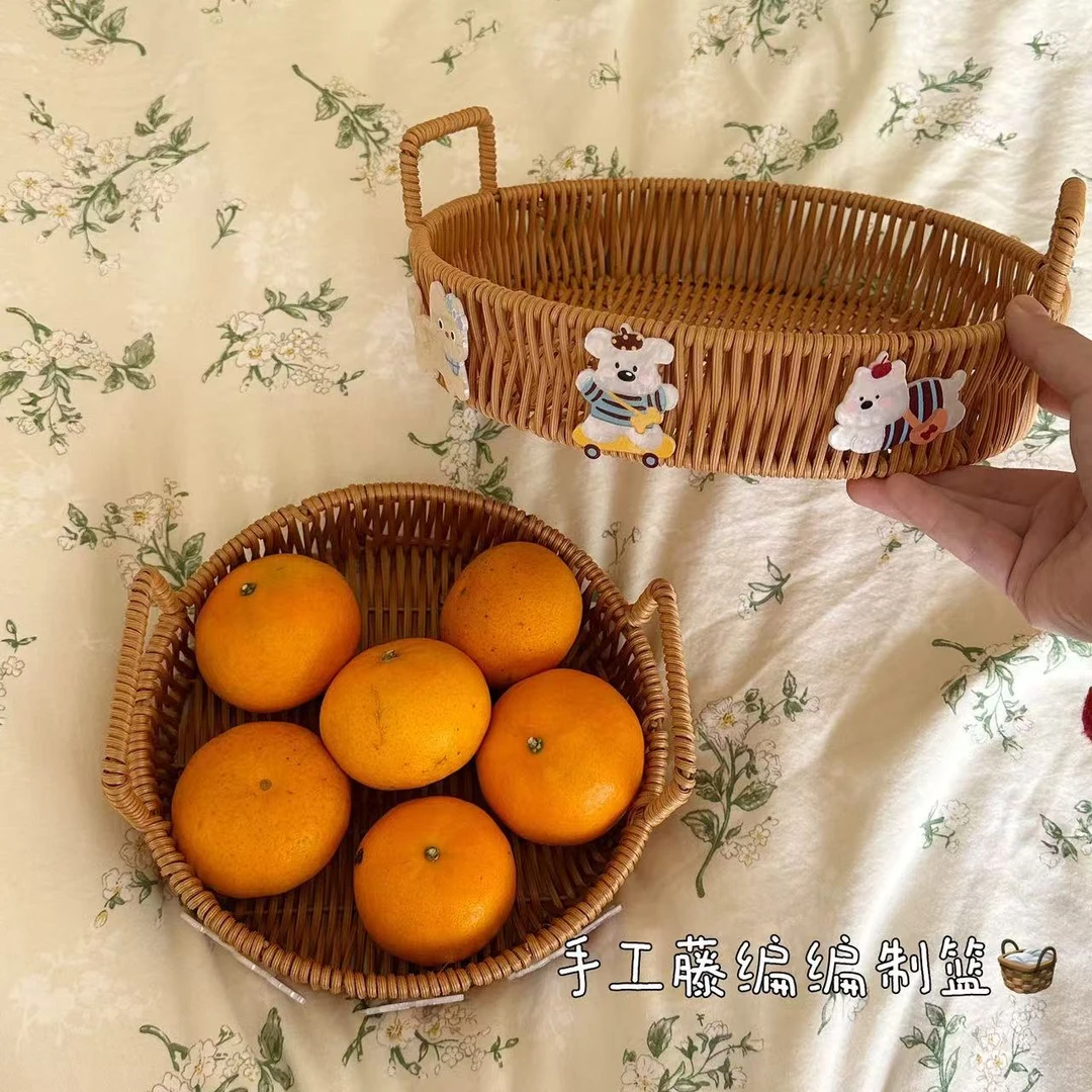 CareNest顾室家居 高颜值卡通纯手工仿藤编收纳篮点心盘水果筐