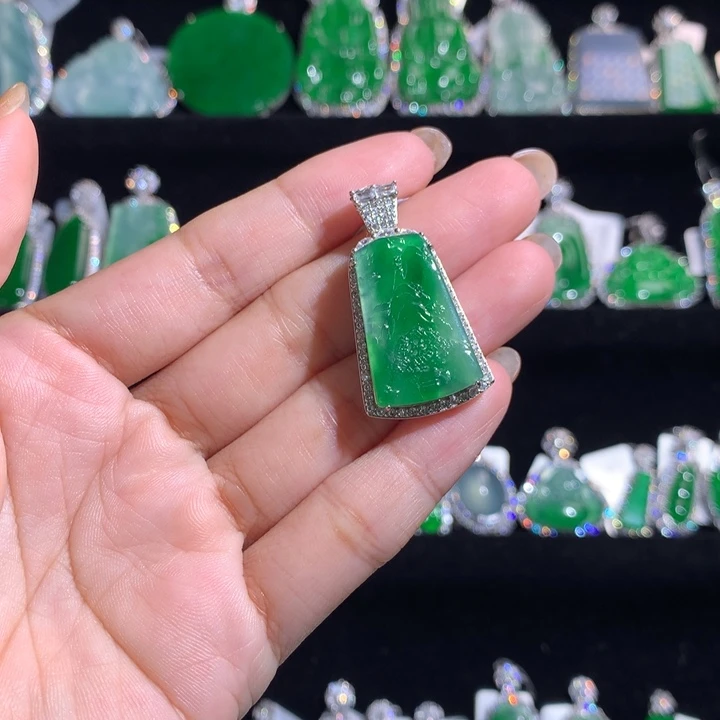 【闪购商品】翡翠银S925镶嵌颈饰天然翡翠