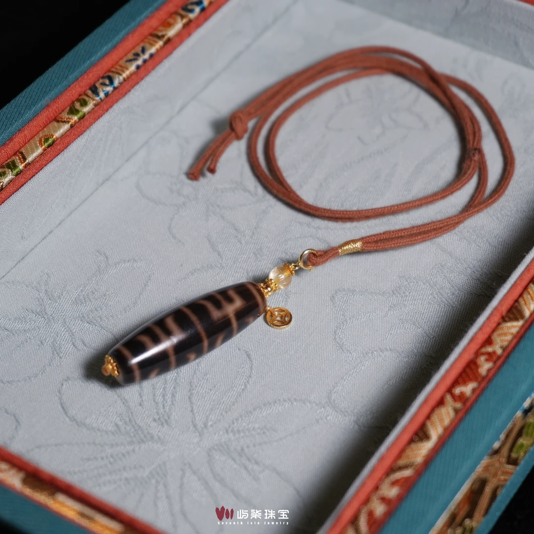 A1710 玛瑙银S925镶嵌 天珠 无界珠简绳颈饰