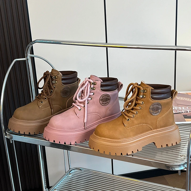 运费险木子25秋季新款马丁靴女引论风时尚百搭学生女士软底短靴子