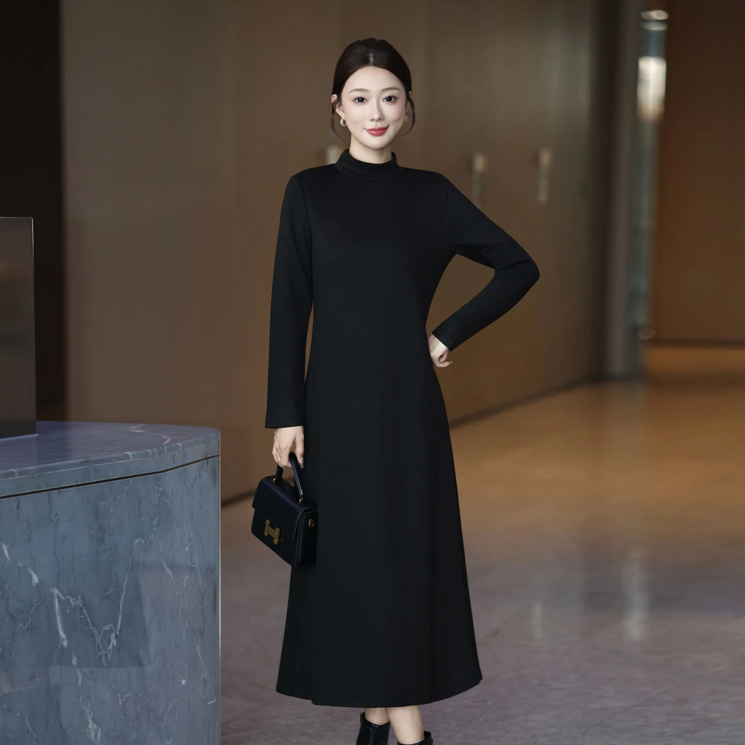 【正品现货】秋冬新款女高弹显瘦百搭修身打底连衣裙-2509